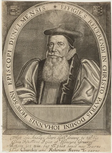 John Howson, Bishop of Durham by Martin Droeshout, print, 1570-1650