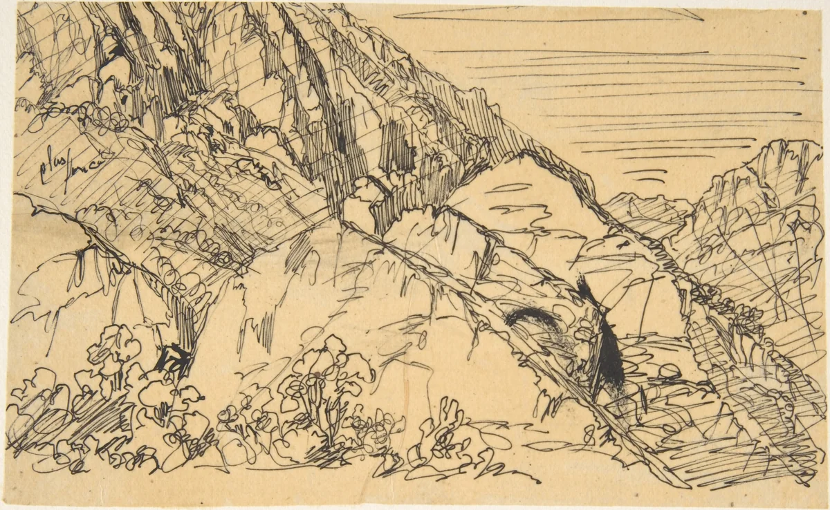 Mountainous Site by Rodolphe Bresdin, drawing, 1822-1885