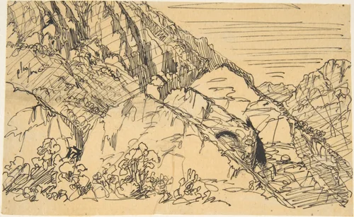 Mountainous Site by Rodolphe Bresdin, drawing, 1822-1885