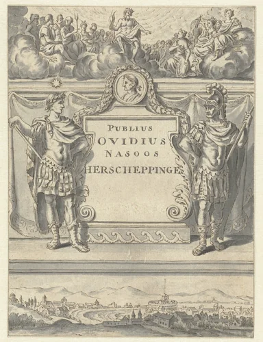 Titelpagina van 'Publius Ovidius Nasoos Herscheppinge' by anonymous, drawing, 1671-1700