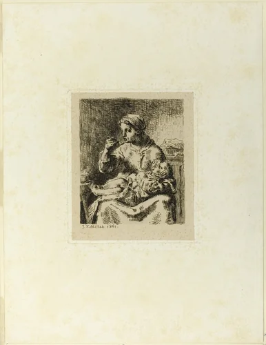 Woman Feeding Her Child by Jean-François Millet, print, 1861