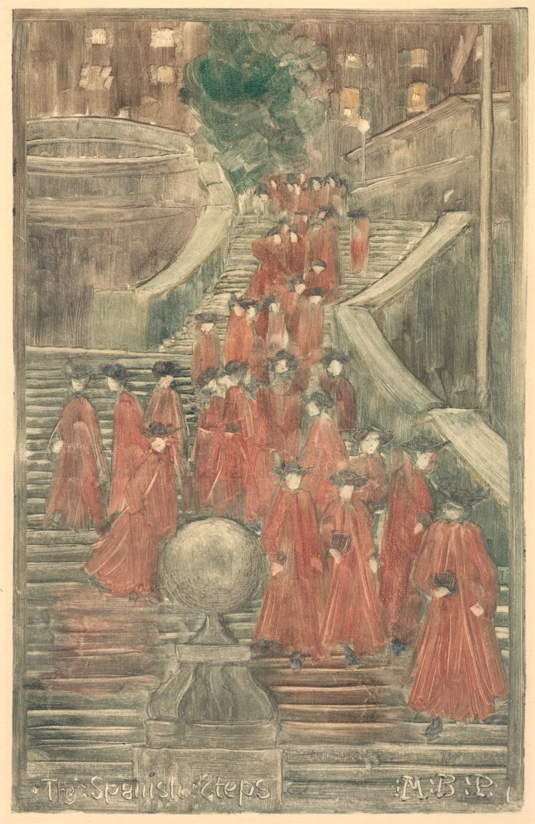 The Spanish Steps by Maurice Prendergast, print, 1898-1899