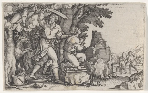 Abraham's Sacrifice, from "The Story of Abraham" by Georg Pencz, print, 1500-1550