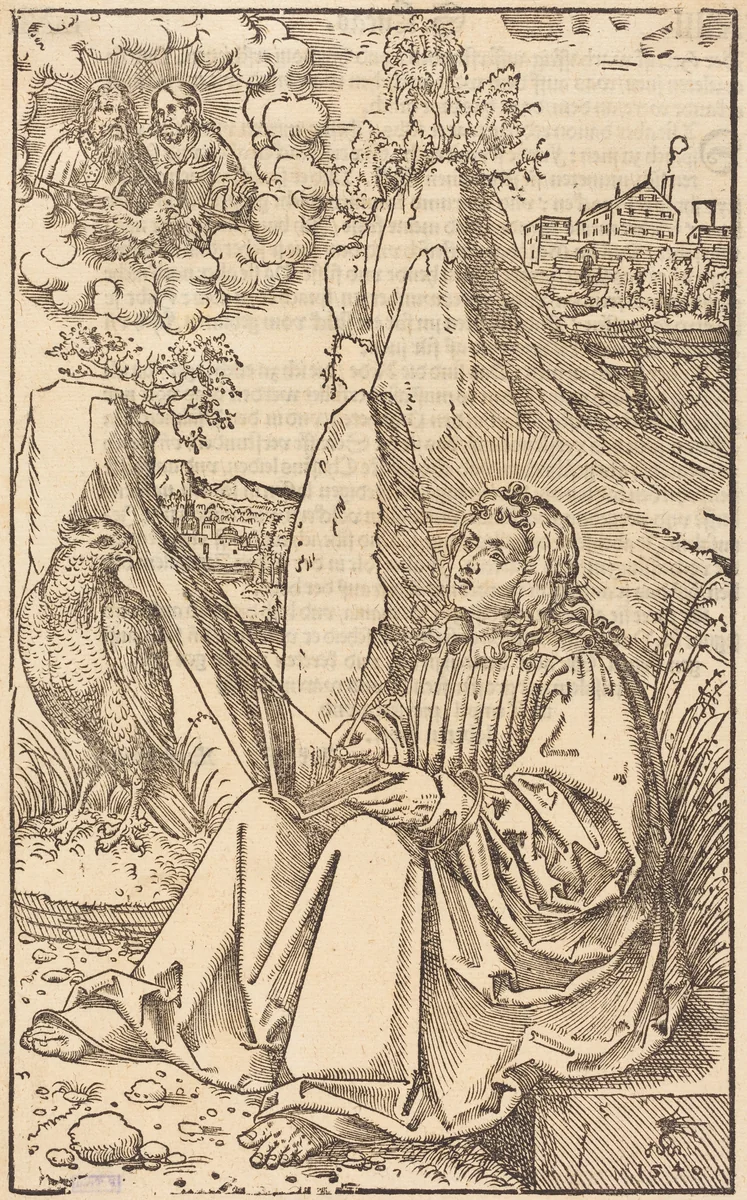 Saint John in a Landscape by Lucas Cranach the Younger, print, 1540