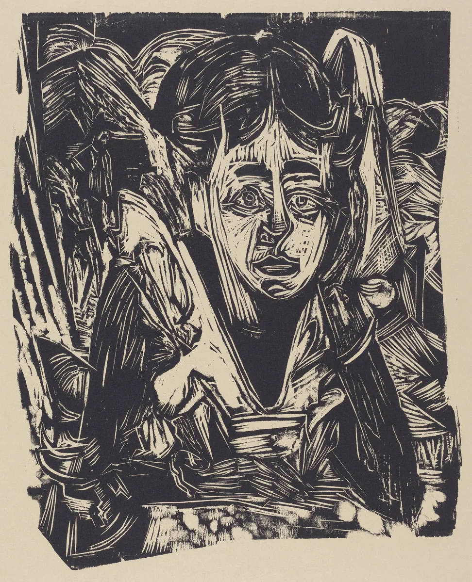 Girl Dreaming by Ernst Ludwig Kirchner, print, 1918