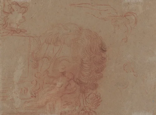 Figure Sketches and a Copy After a Sculpted Head [verso] by Antoine Watteau, drawing, 1715-1716