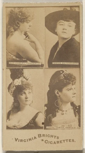 May Hanley, Corsair Co./ Fannie Batchelder/ Laura Curtis, Corsair Co., from the Actors and Actresses series (N45, Type 4) for Virginia Brights Cigarettes by Allen & Ginter, photograph, 1885-1891