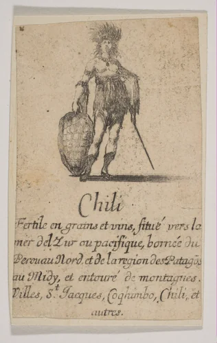 Chile, from the playing cards "Jeu de la Géographie" by Stefano della Bella, print, 1644