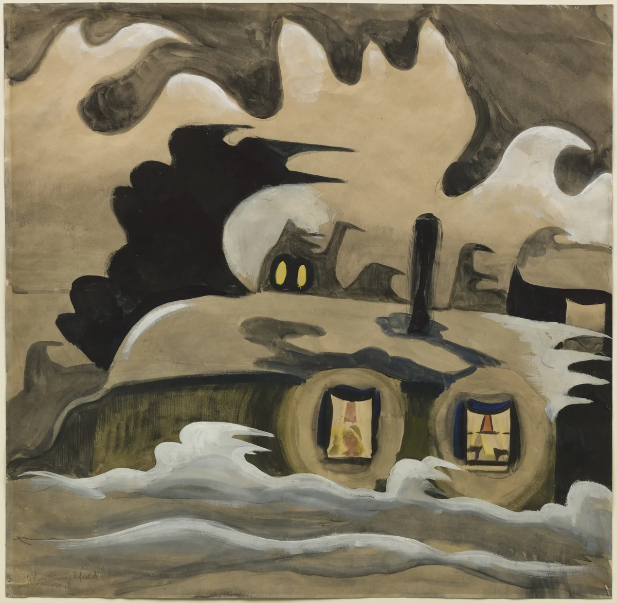 The Night Wind by Charles Burchfield, drawing, 1918
