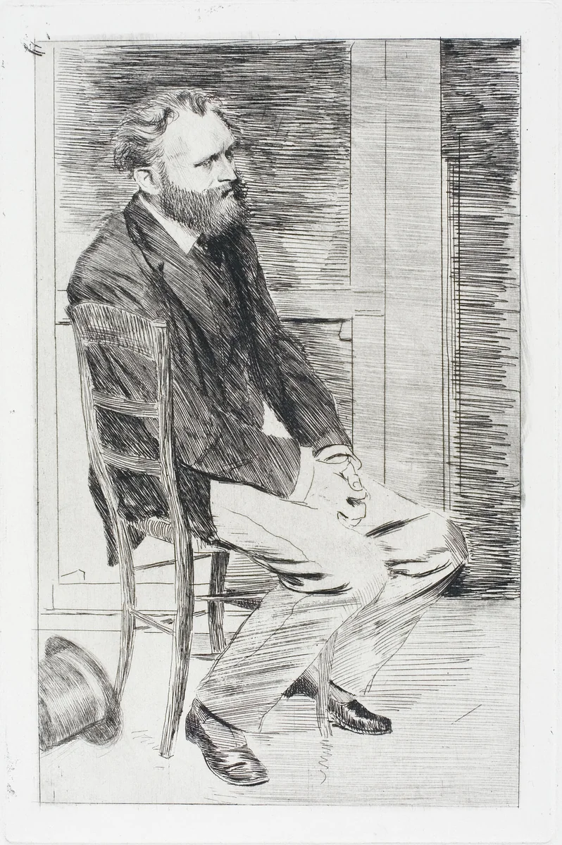 Manet Seated, Turned to the Right by Edgar Degas, print, 1864-1865