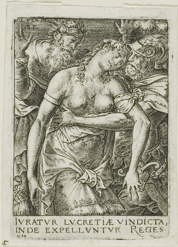 Lucretia by Etienne Delaune, print, 1569