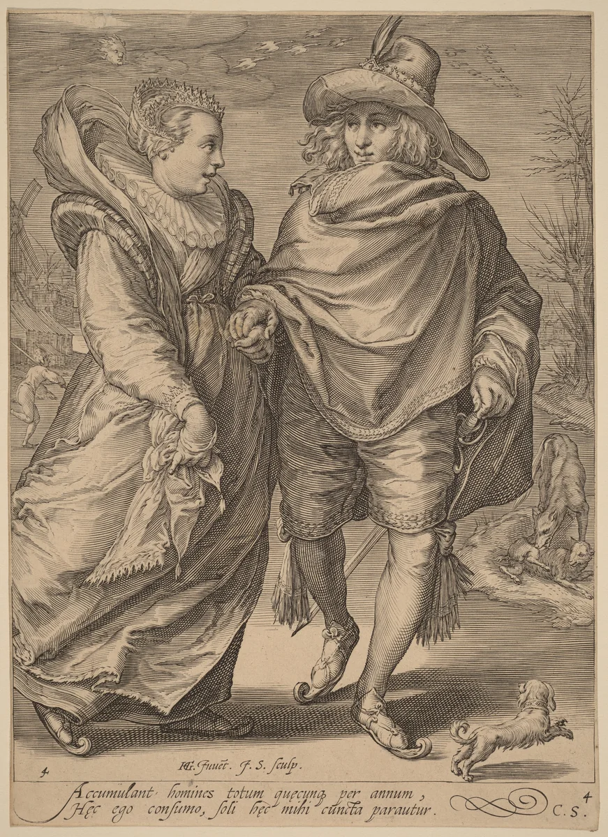 Winter by Jan Pietersz Saenredam; Hendrick Goltzius, print, 1601