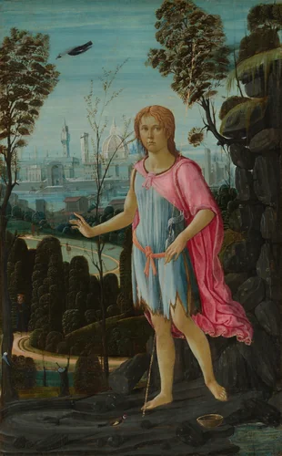 Saint John the Baptist by Jacopo del Sellaio, painting, 1480