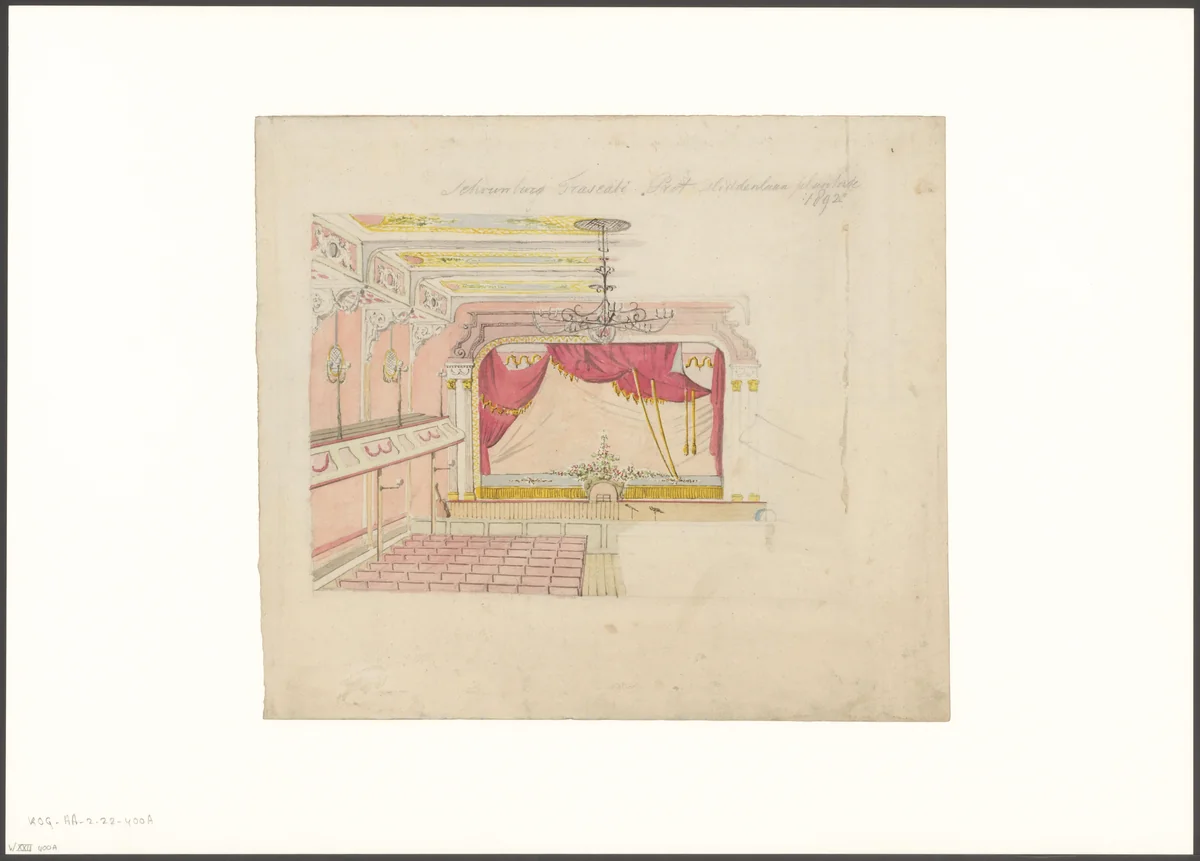 Interieur van theater Frascati aan de Plantage Middenlaan by Johan George Lodewijk Rieke, drawing, 1892