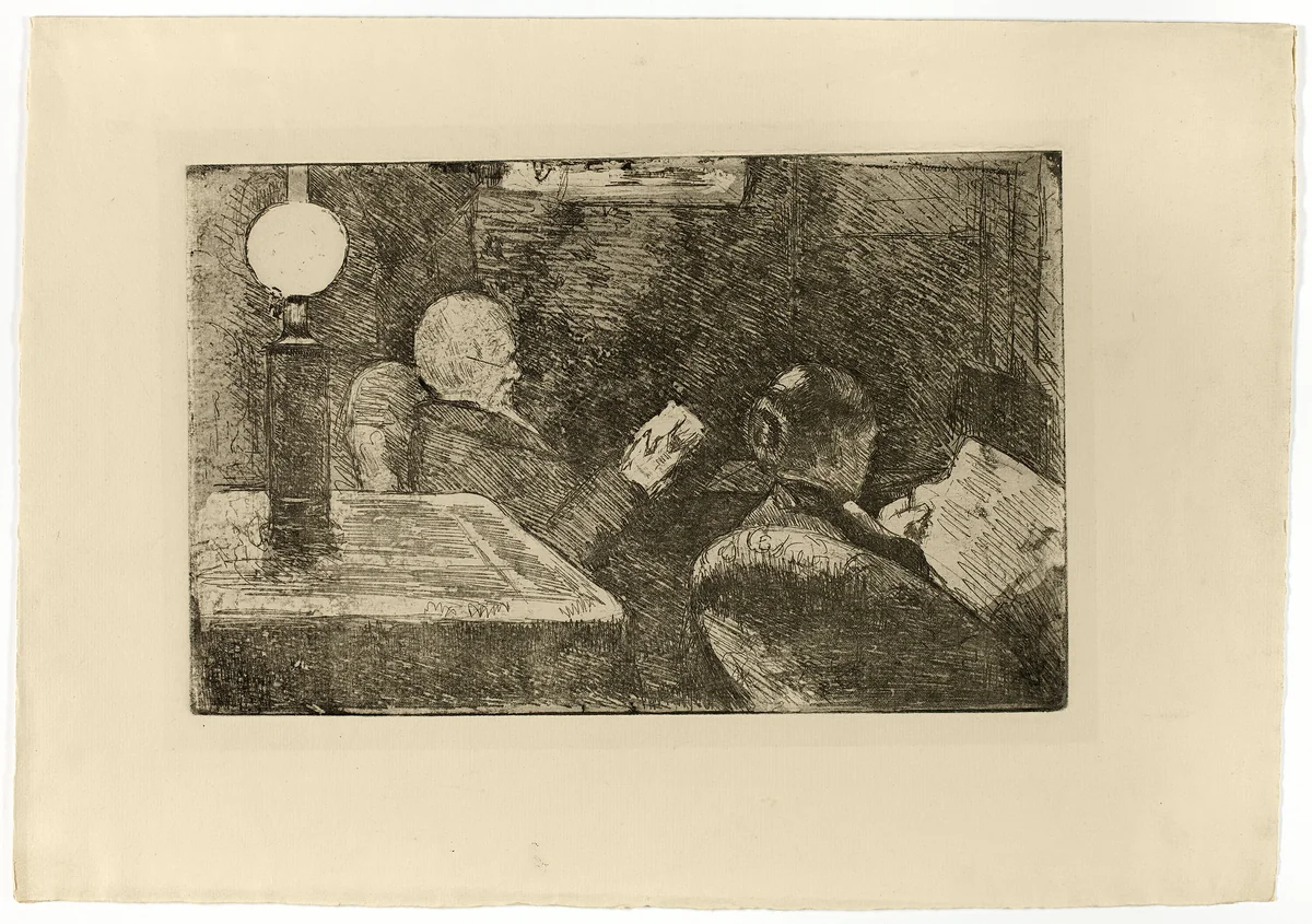 Mr. and Mrs. Cassatt Reading by Mary Cassatt, print, 1877-1887