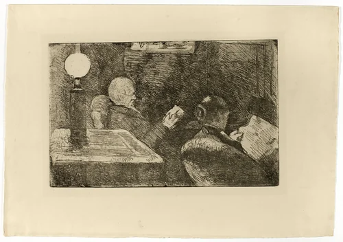 Mr. and Mrs. Cassatt Reading by Mary Cassatt, print, 1877-1887