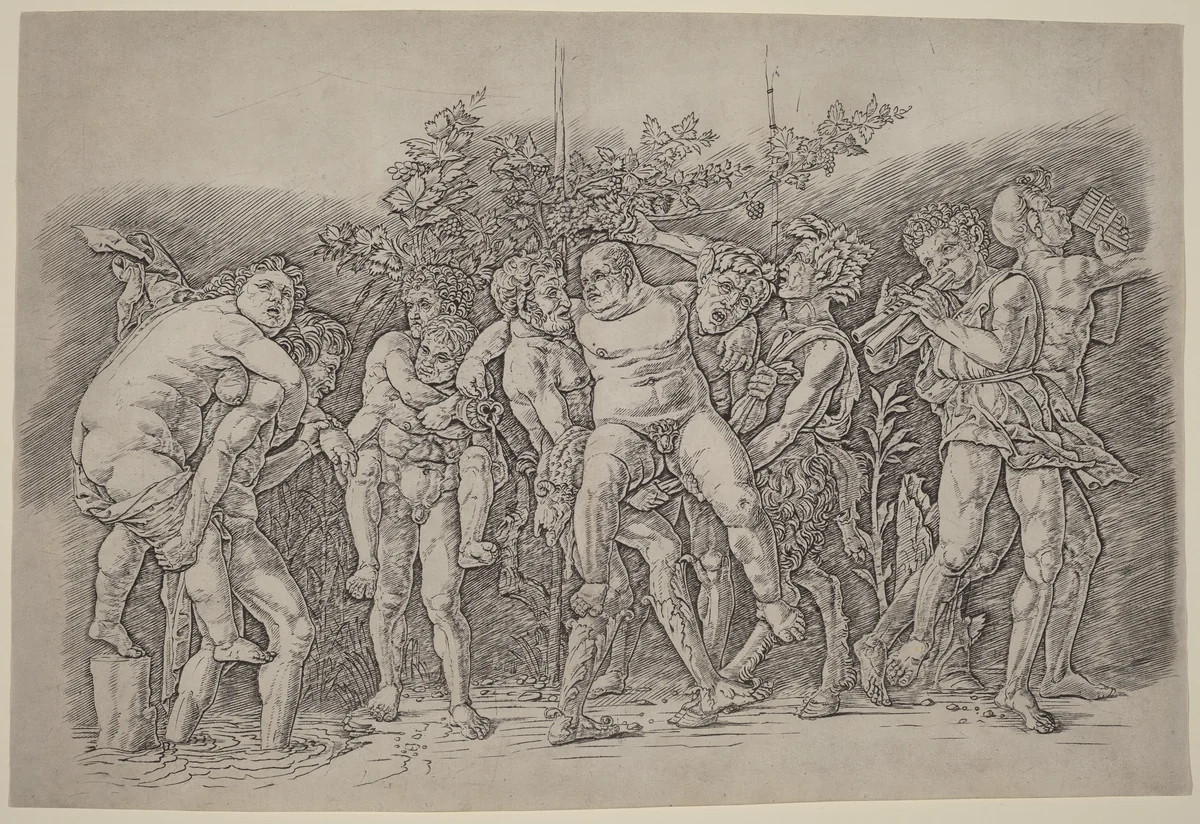 Bacchanal with Silenus by Andrea Mantegna, print, 1481