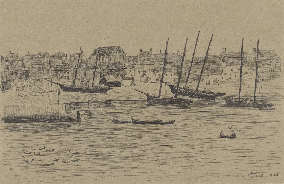 Vissersplaatsje St. Ives by Prosper-Alphonse Isaac, drawing, 1905