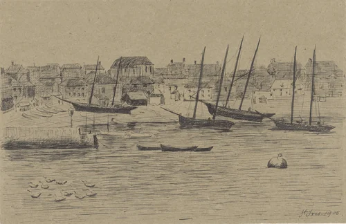Vissersplaatsje St. Ives by Prosper-Alphonse Isaac, drawing, 1905