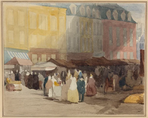 A French Market Scene, possibly Boulogne by David Cox, other, 1829-1832