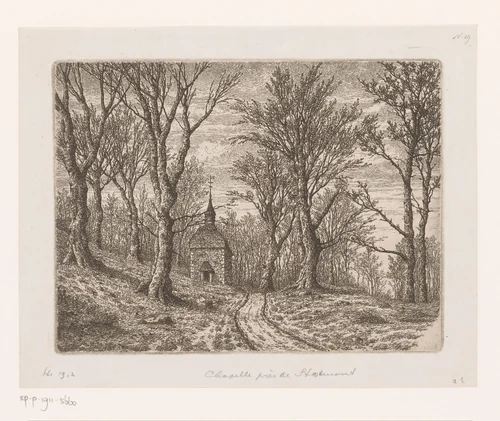 Kapel in het bos bij Stoumont by Jean Pierre François Lamorinière, print, 1838-1879