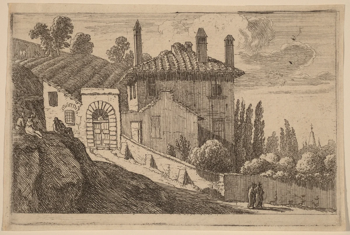 View of an Italian Villa by Herman van Swanevelt, print, 1600-1655
