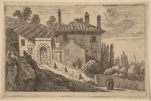 View of an Italian Villa by Herman van Swanevelt, print, 1600-1655