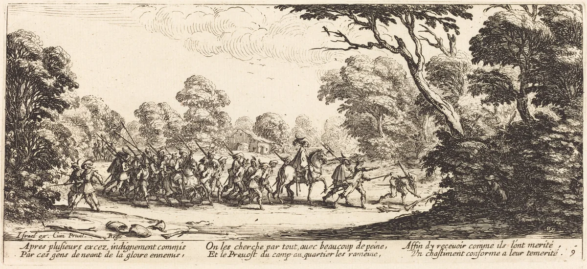 Discovery of the Criminal Soldiers by Jacques Callot, print, 1633