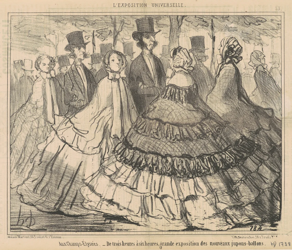 Aux Champs-Elysées...De trois a six heures by Honoré Daumier, print, 1855