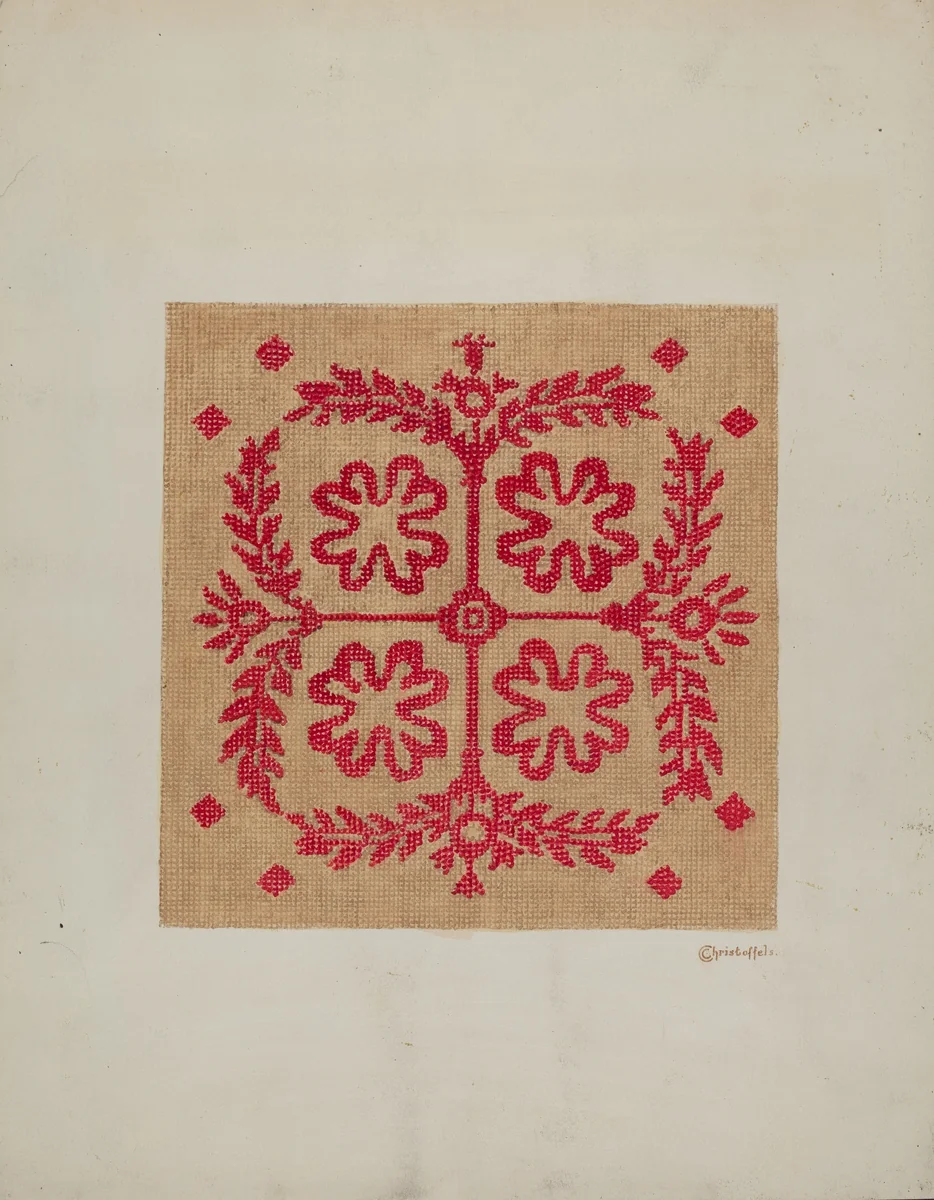 Handwoven Coverlet by Cornelius Christoffels, index of american design, 1937