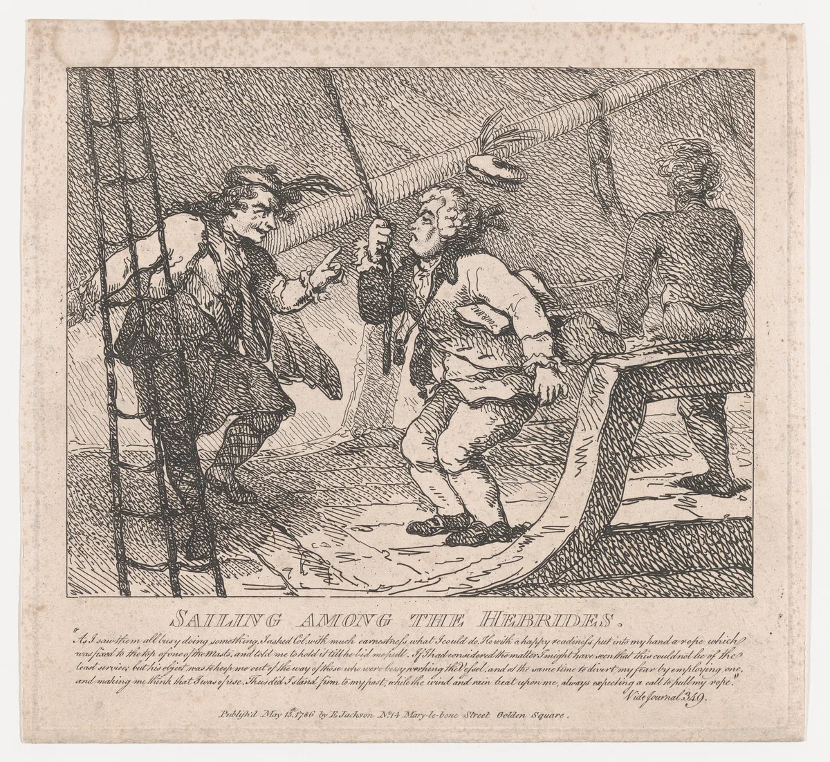 Sailing Among the Hebrides (Picturesque Beauties of Boswell, Part the Second) by Thomas Rowlandson, print, 1786