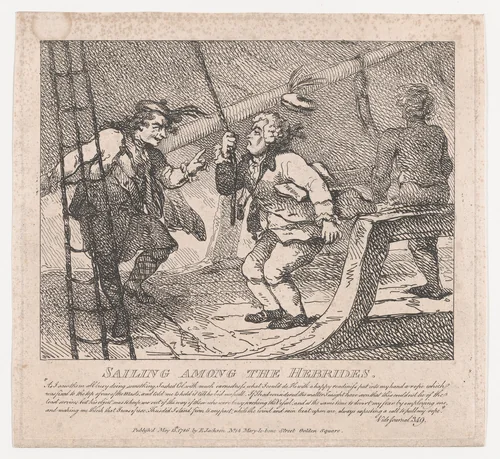 Sailing Among the Hebrides (Picturesque Beauties of Boswell, Part the Second) by Thomas Rowlandson, print, 1786