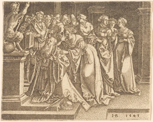 Solomon Worshipping Idols by Hans Brosamer, print, 1545