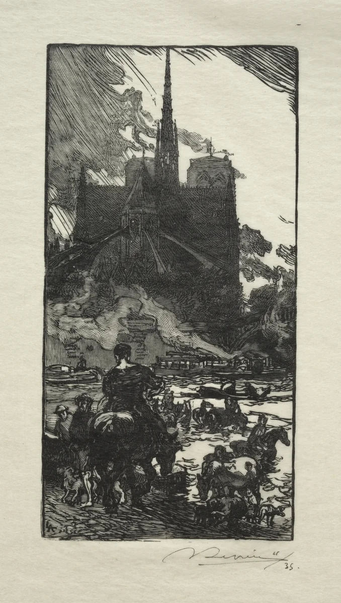 L'Abreuvoir au Point St. Louis by Auguste Louis Lepère, print, 1902