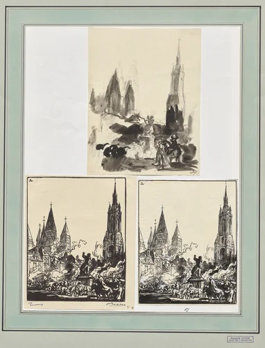 Tournai by Auguste Louis Lepère, drawing, 1914