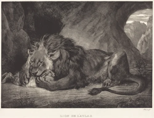 Lion of the Atlas Mountains (Lion de l'Atlas) by Eugène Delacroix, print, 1829