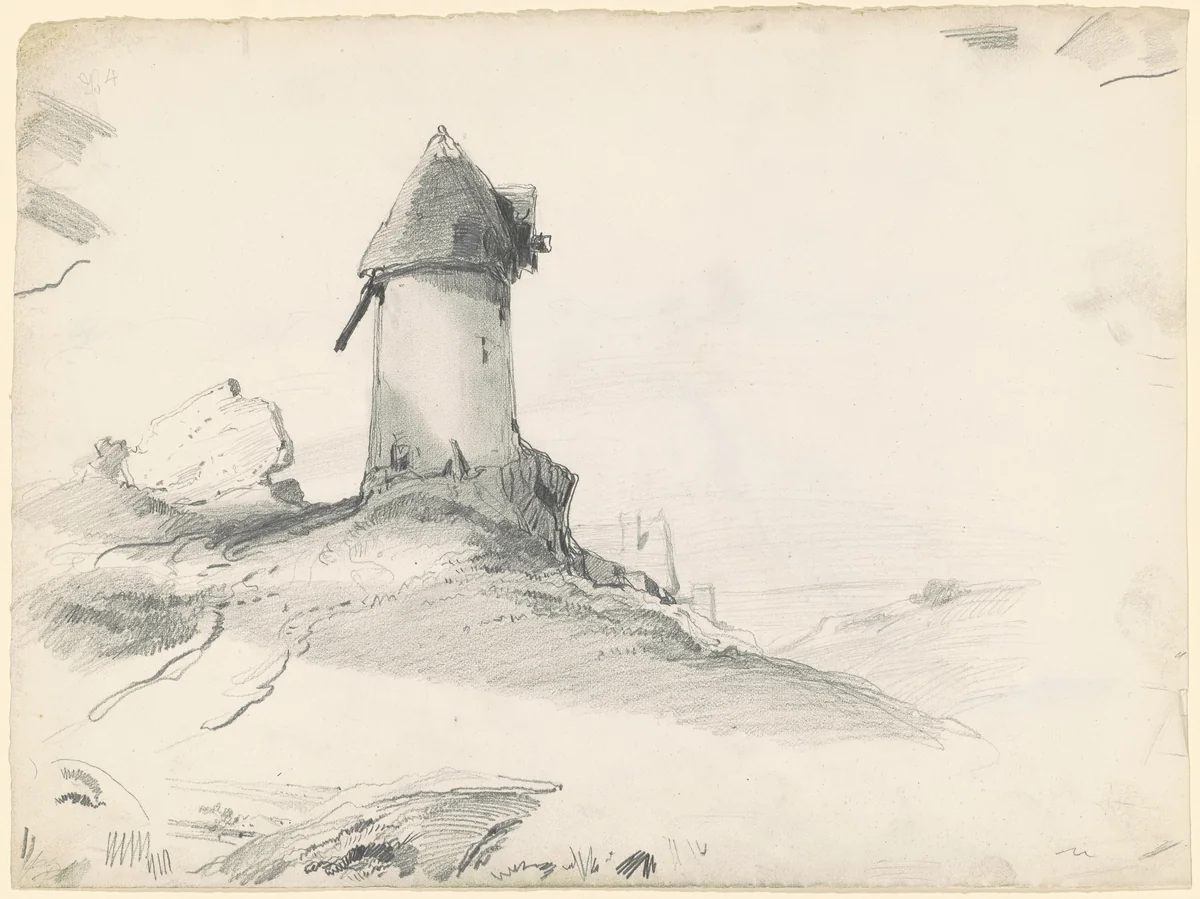 Landscape with Mill by Seth Wells Cheney, drawing, 1835-1840