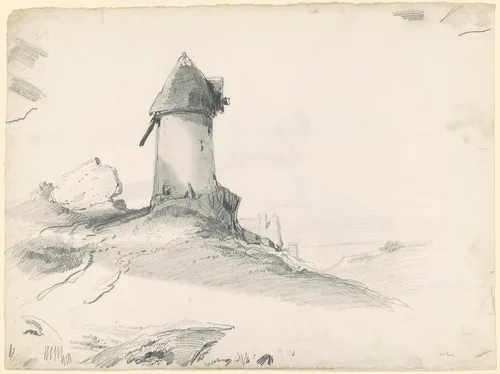 Landscape with Mill by Seth Wells Cheney, drawing, 1835-1840