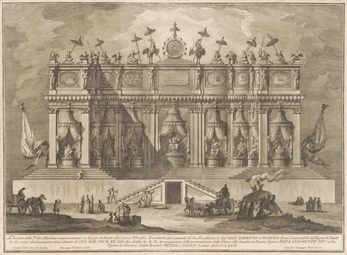 The Prima Macchina for the Chinea of 1772: A Building Dedicated to Chinese Philosophy by Giuseppe Vasi, print, 1772