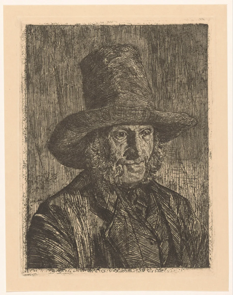 Portret van een onbekende man by Martinus van Regteren Altena, print, 1876-1908