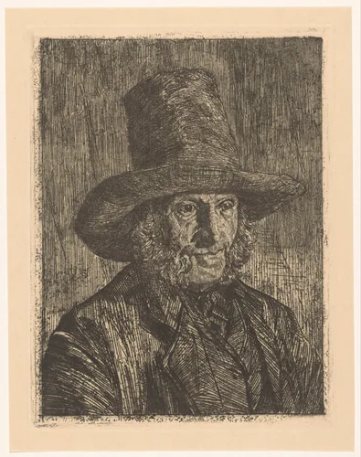 Portret van een onbekende man by Martinus van Regteren Altena, print, 1876-1908