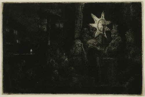 The Star of the Kings: A Night Piece by Rembrandt van Rijn, print, 1646-1656