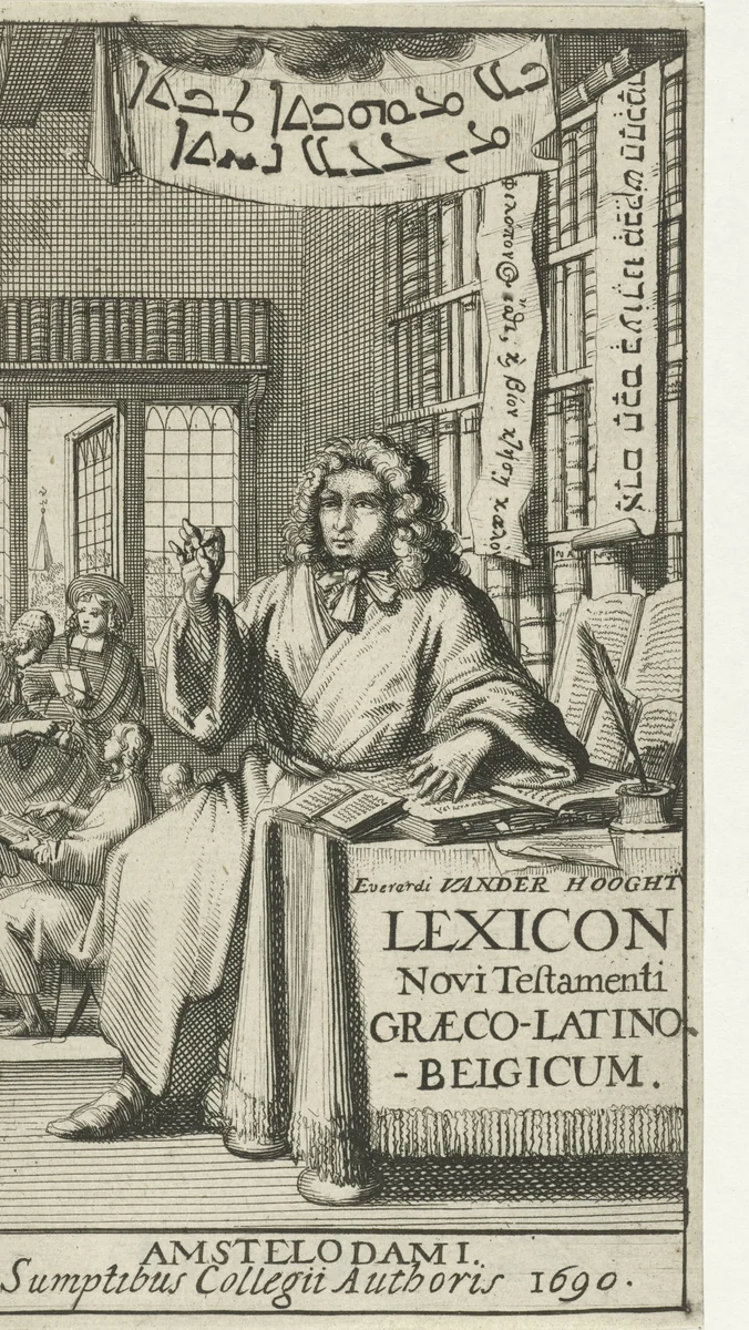Geleerde in zijn bibliotheek by Jan Luyken, print, 1690