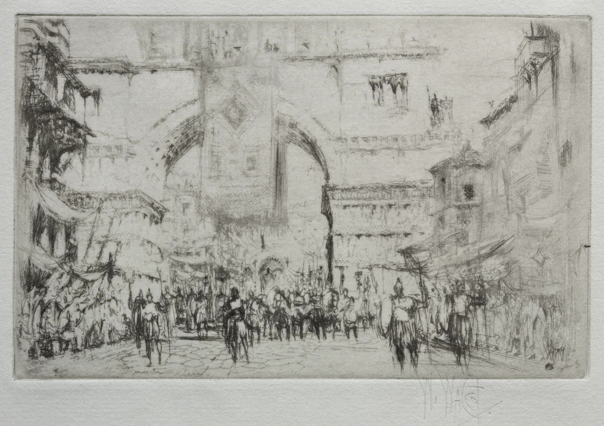 Hadrian Entering Salonica by William Walcot, print, 1918