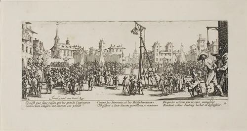 The Strappado, plate ten from The Miseries of War by Jacques Callot, print, 1633