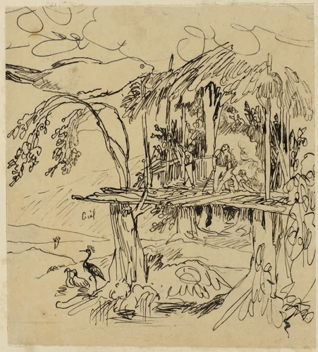 Etruscan Village by Rodolphe Bresdin, drawing, 1845-1885