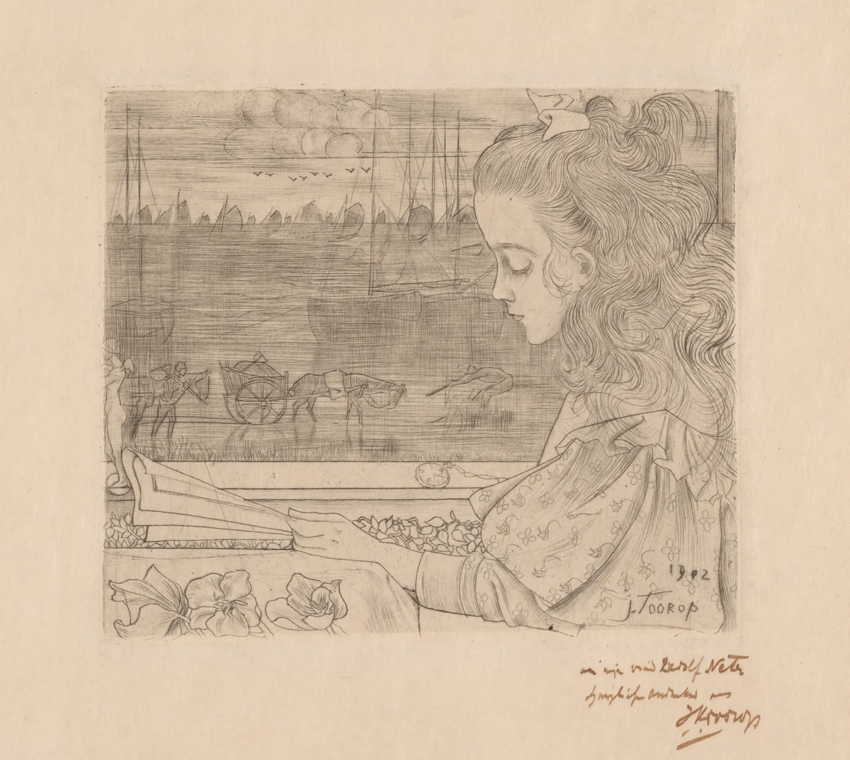 Charley voor Het Raam [Charley in Front of the Window] by Jan Toorop, print, 1902