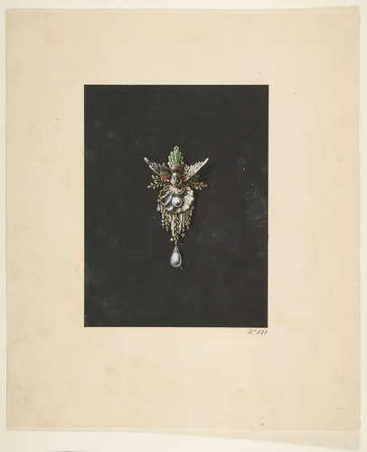 Design for a brooch with bird motif by anonymous, drawing, 1800-1899