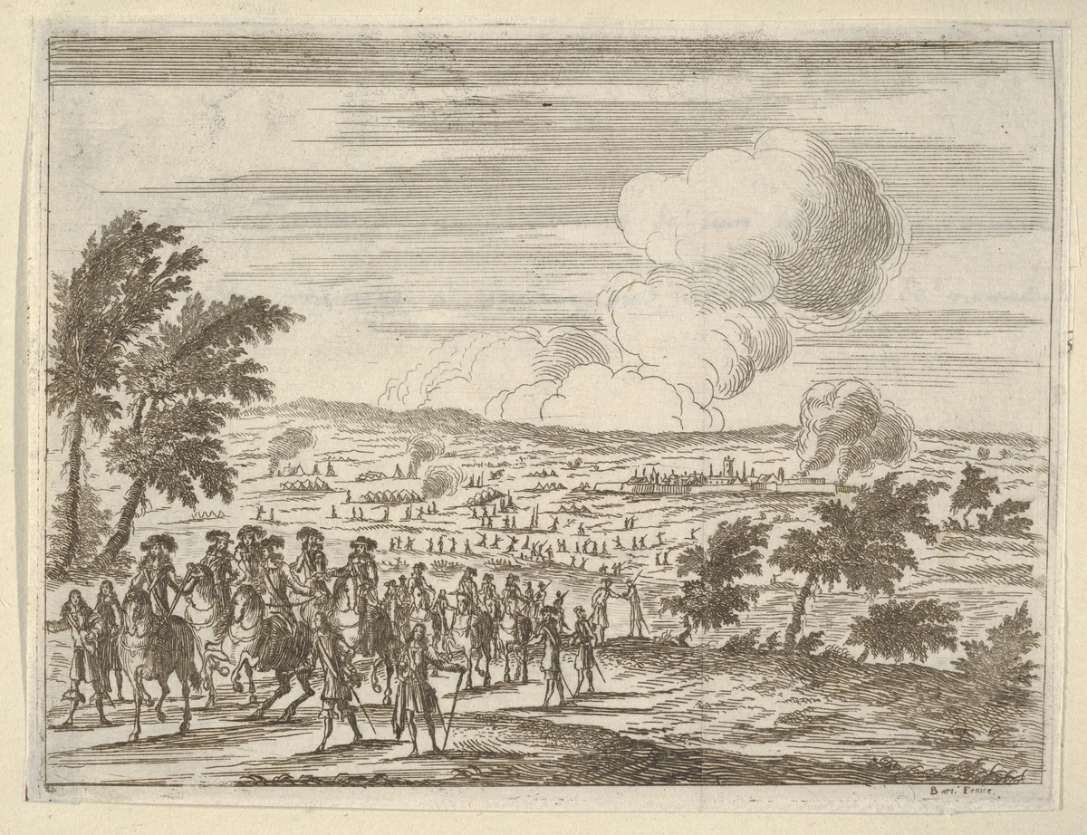 The Duke and his troops at Casalmaggiore, from "L'Idea di un Principe ed Eroe Cristiano in Francesco I d'Este, di Modena e Reggio Duca VIII [...]" by Bartolomeo Fenice, print, 1659