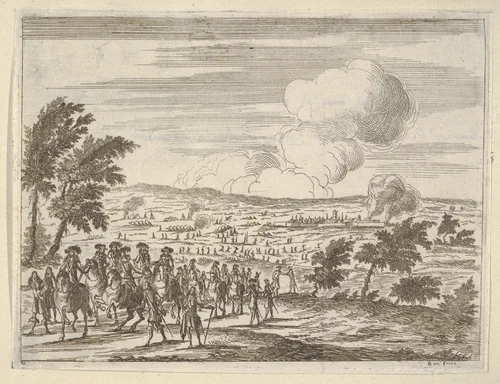 The Duke and his troops at Casalmaggiore, from "L'Idea di un Principe ed Eroe Cristiano in Francesco I d'Este, di Modena e Reggio Duca VIII [...]" by Bartolomeo Fenice, print, 1659